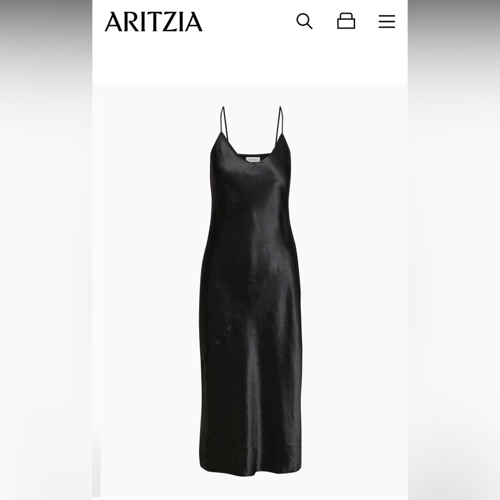 Aritzia Babaton Black Satin Dress